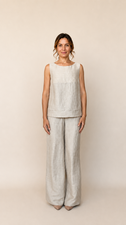 PANTALONE A PALAZZO IN LINO ADAM