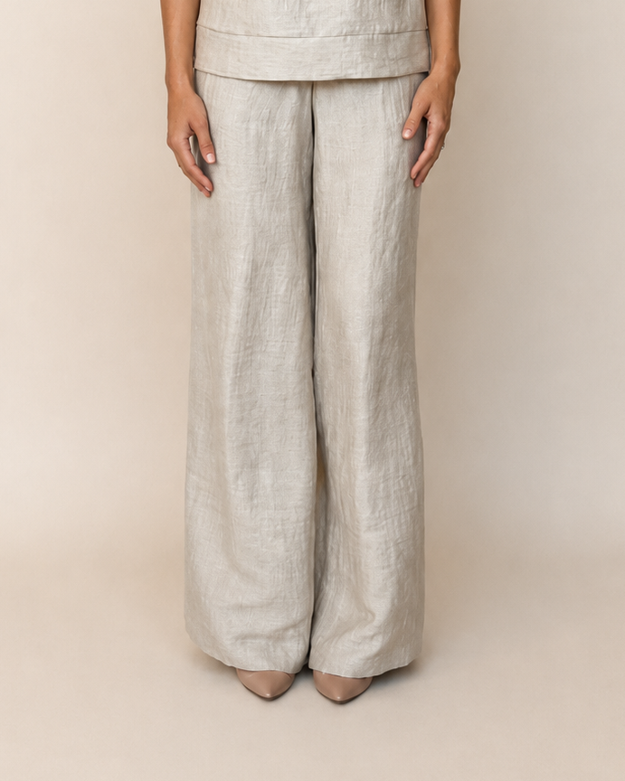 PANTALONE A PALAZZO IN LINO ADAM