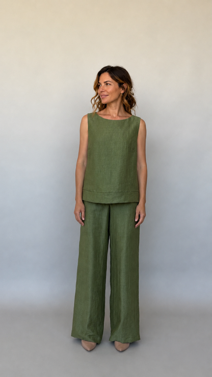 PANTALONE A PALAZZO IN LINO ADAM