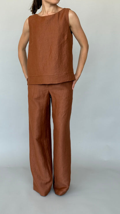 PANTALONE A PALAZZO IN LINO ADAM