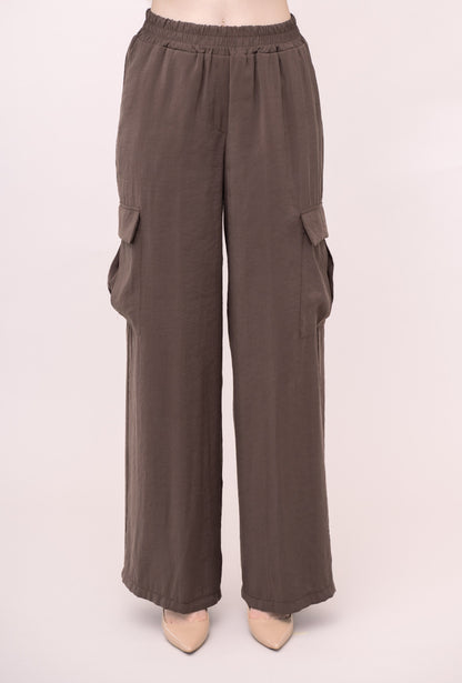 PANTALONE A PALAZZO CON TASCHE EFFETTO CUPRO DANIEL