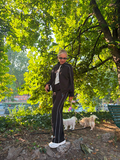 PANTALONE CON PIPING BIANCO