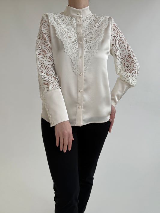 CAMICIA IN RASO E PIZZO