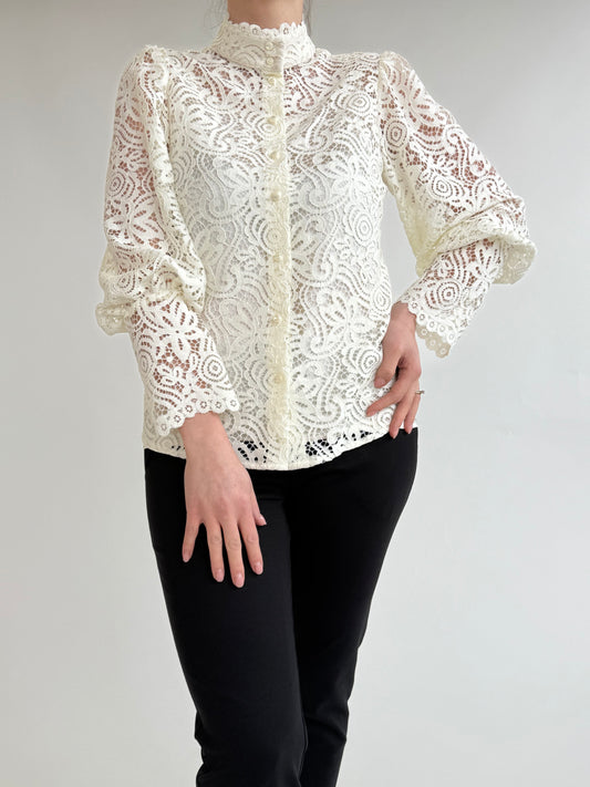 CAMICIA IN PIZZO COLLO COREANA