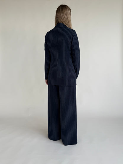 PANTALONE GESSATO AMPIO CON PINCES